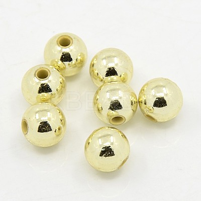 Plating Plastic Acrylic Round Beads PACR-L003-6mm-LG-1