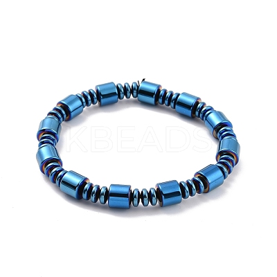 Synthetic Hematite & Brass Column Beaded Necklace Bracelet with Magnetic Clasps SJEW-G079-01-1