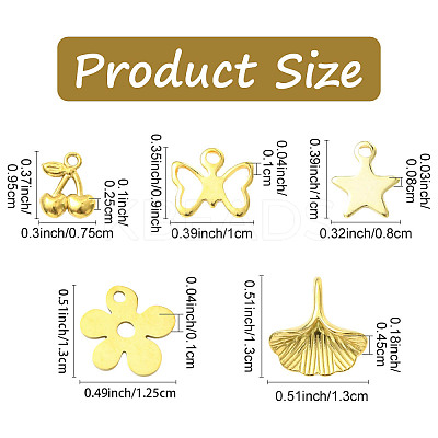 5Pcs 5 Styles 201/304 Stainless Steel Charms STAS-YW000-40G-1