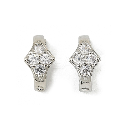 Brass Micro Pave Clear Cubic Zirconia Fold Over Clasps LS-KK-C107-11P-1