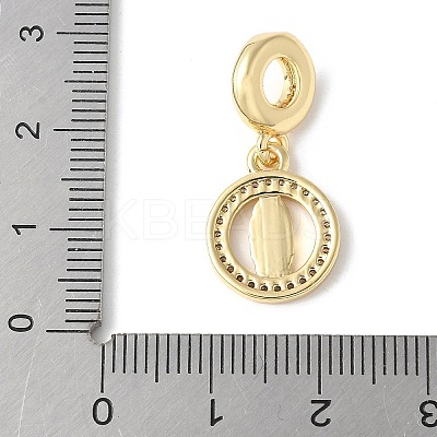 Brass Micro Pave Cubic Zirconia European Dangle Charms ZIRC-I071-24G-1