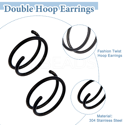 20Pcs 5 Colors 304 Stainless Steel Spiral Nose Rings Set AJEW-FI0001-01-1