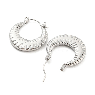 Non-Tarnish Texture Ring 304 Stainless Steel Hoop Earrings for Women LS-EJEW-C067-07P-1