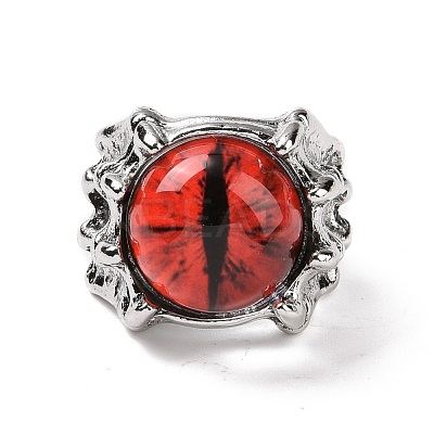 Dragon Eye Glass Wide Band Rings for Men RJEW-E017-01AS-02-1