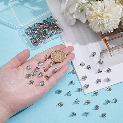 100Pcs 202 Stainless Steel Bead Cap Pendant Bails STAS-UN0034-88-1
