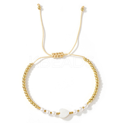 Handmade Brass & Imitation Pearl Round Beaded Bracelets LS-YH5085-1-1