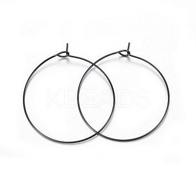 304 Stainless Steel Hoop Earring Settings Ion Plating(IP) STAS-H467-01B-35MM-1