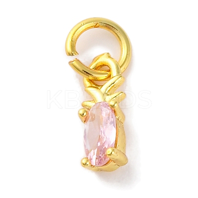 Rack Plating Brass Micro Pave Cubic Zirconia Charms KK-F881-03G-06-1