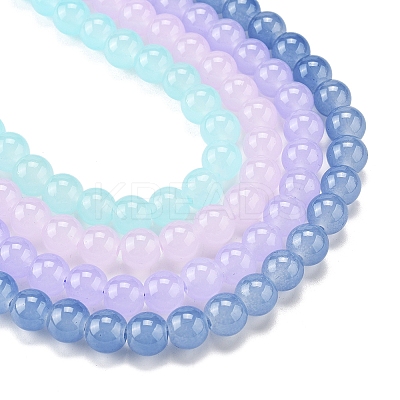 4 Strands 4 Colors Imitation Jade Glass Round Beads Strands GLAA-FS0002-07-1