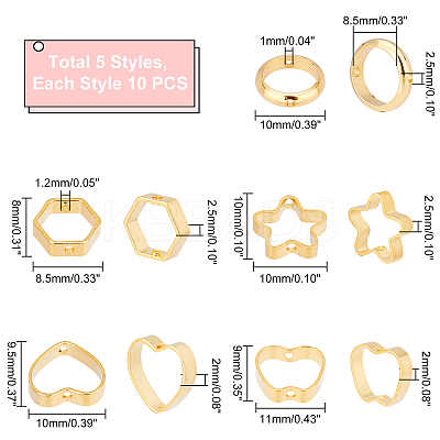 50Pcs 5 Style Brass Bead Frame KK-PH0004-25-1