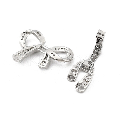 Brass Clear Cubic Zirconia Fold Over Clasps KK-M306-03P-1