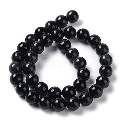 Natural Obsidian Beads Strands G-G099-10mm-24-1