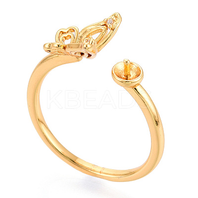 Butterfly Brass Micro Pave Cubic Zirconia Cup Peg Ring Settings KK-N274-11G-1