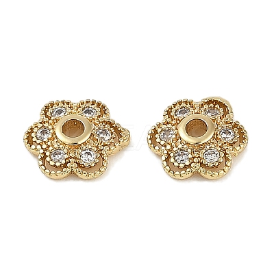 Brass Micro Pave Clear Cubic Zirconia Bead Caps KK-I719-13B-G-1