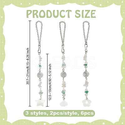 Natural Shell Cloud & Flower & Star Pendant Decoration HJEW-OC00289-1