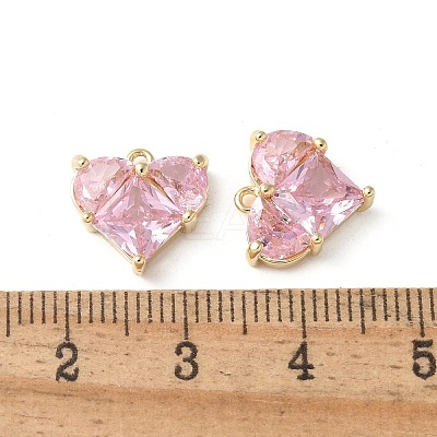 Brass Micro Pave Clear Cubic Zirconia Pendants KK-Q031-42G-02-1