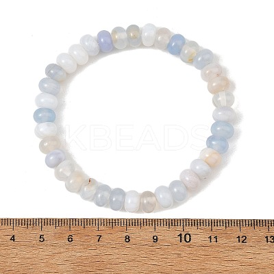 8MM Natural Banded Agate(Dyed & Heated) Rondelle Beaded Stretch Bracelets BJEW-JB14424-1