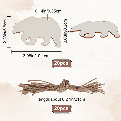 Animal Theme Unfinished Blank Wooden Pendants Set for Painting Arts WOOD-WH0124-26B-1