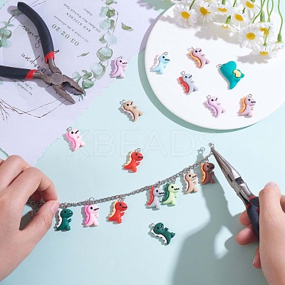 24 Pieces Dinosaur Charms Pendants Animal Shape Resin Charm Colorful Dinosaur Pendant for Jewelry Necklace Bracelet Earring Making Crafts JX318A-1