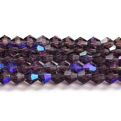 Transparent Electroplate Glass Beads Strands GLAA-F029-3mm-D04-1