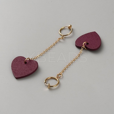 Alloy Wood Hoop Earrings EJEW-WH0098-41G-1