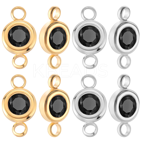 20Pcs 2 Colors 304 Stainless Steel Jet Rhinestone Links/Connectors STAS-BBC0009-18-1