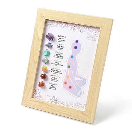 Natural & Synthetic Gemstone Healing Stones Picture Frame Stand AJEW-D308-01A-1