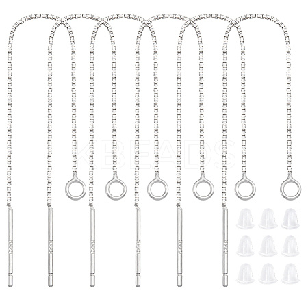 Anti-Tarnish 3 Pairs Rhodium Plated 925 Sterling Silver Stud Earring Findings STER-BBC0006-73B-1