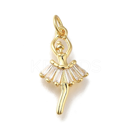 Rack Plating Brass Micro Pave Clear Cubic Zirconia Pendants KK-K373-15G-1