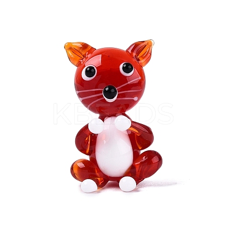 Handmade Lampwork Cat Figurine Display Decorations LAMP-N034-26E-1