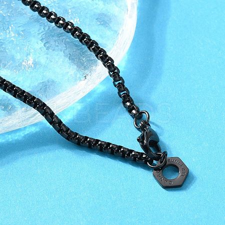 304 Stainless Steel Hexagon Pendant Box Chain Necklaces for Women NJEW-A045-25EB-1