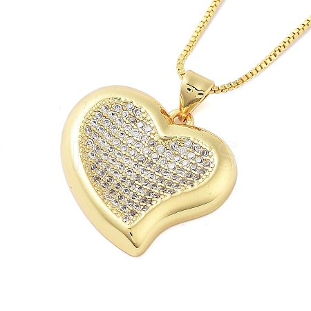 Brass Micro Pave Clear Cubic Zirconia Pendant Necklaces for Women NJEW-M009-04G-D-1