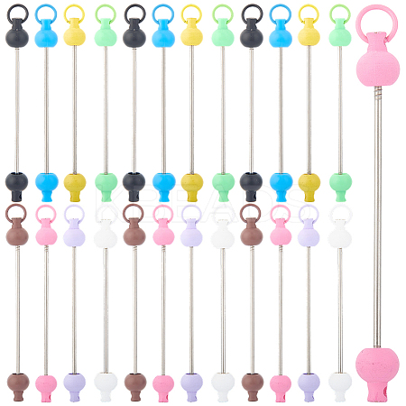 32Pcs 8 Colors Plastic Beadable Keychain Bar for Jewelry Making DIY Crafts AJEW-CP0006-90-1