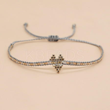 Handmade MIYUKI Glass Seed Bead Heart Braided Bracelets for Women LI3804-4-1