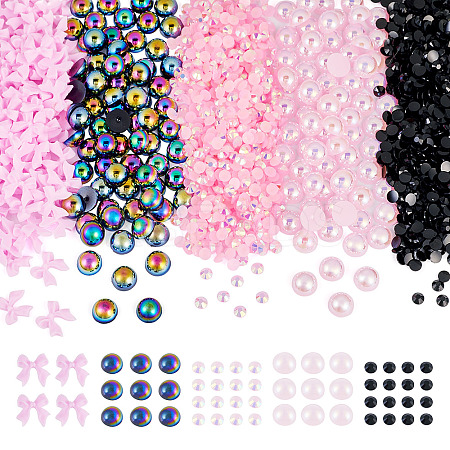 5 Styels Transparent Flat Back Resin Rhinestone Cabochons & Opaque Resin Decoden Cabochons FIND-TA0005-52-1