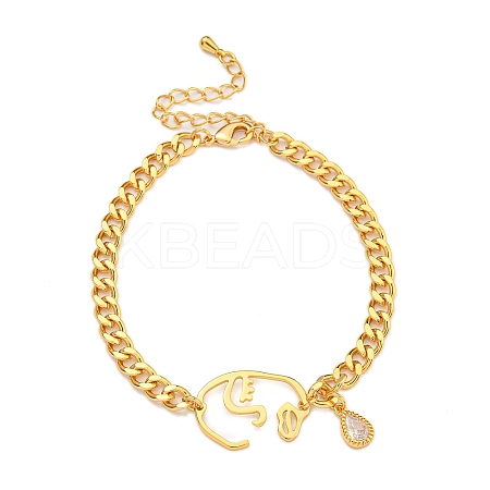 Brass Micro Pave Cubic Zirconia Bracelets for Women BJEW-U008-02G-1