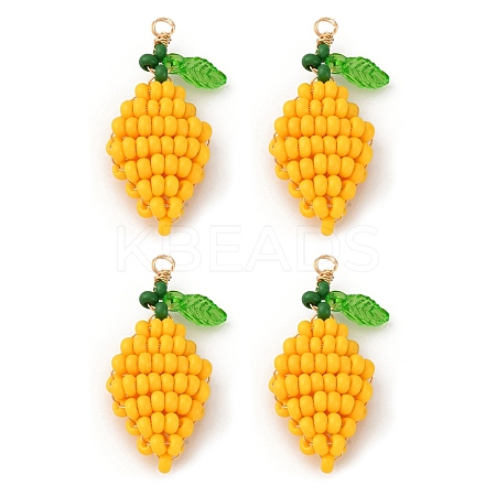 Glass Seed Beaded Lemon Pendants PALLOY-MZ00787-1