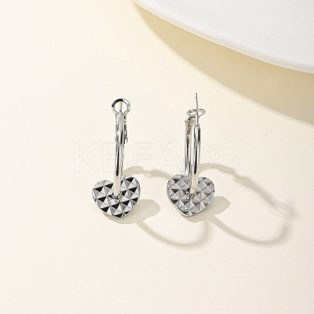 Non-Tarnish Personalized Heat Shape Personalized 201 Stainless Steel Dangle Hoop Earrings for Women FH4458-1