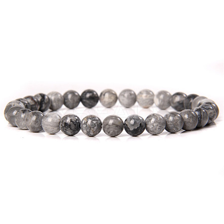 Synthetic Labradorite Round Beaded Stretch Bracelet LS-SF8562-32-1-1