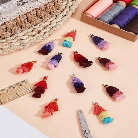 12Pcs 6 Colors Polycotton Tassel Pendant Decorations FIND-LP0007-27A-1