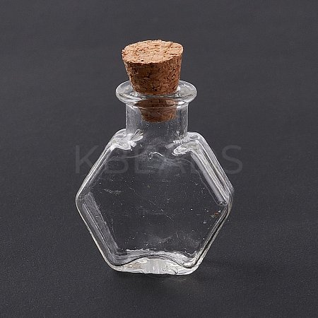 Hexagon Dollhouse Miniature Glass Cork Bottles Ornament AJEW-F058-01A-1