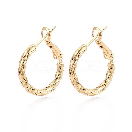Woven Brass Hoop Earrings EJEW-T047-98G-1