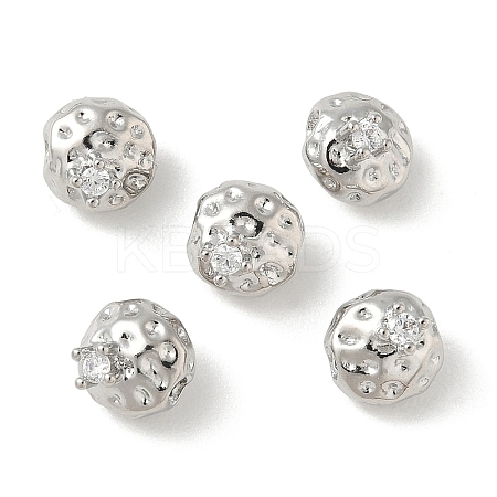 Brass Micro Pave Clear Cubic Zirconia Beads CU-CBA9FFD-10P-1