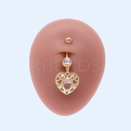 316L Surgical Stainless Steel Micro Pave Clear Cubic Zirconia Belly Rings FS-WGA8928-06-1