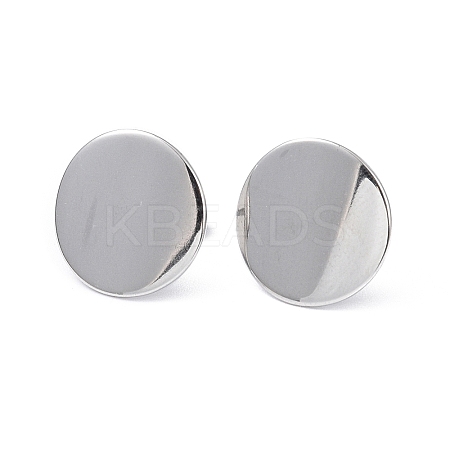 Non-Tarnish 304 Stainless Steel Flat Round Stud Earrings for Women EJEW-I285-12P-1
