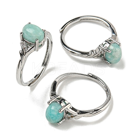 Oval Natural Amazonite Rings RJEW-Q818-01P-01A-1