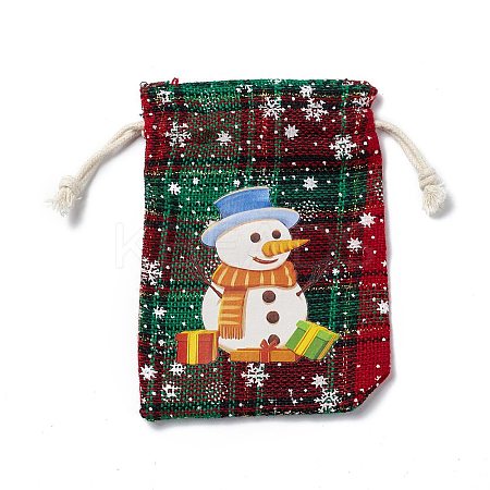 Christmas Theme Rectangle Jute Bags with Jute Cord LS-ABAG-E006-01D-1