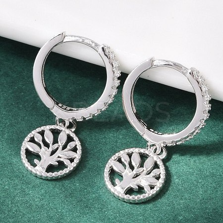 925 Sterling Silver Micro Pave Clear Cubic Zirconia Hoop Earrings for Women EJEW-G427-01P-01-1