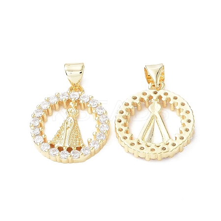Eco-Friendly Rack Plating Brass Micro Pave Cubic Zirconia Pendants KK-F845-34G-1