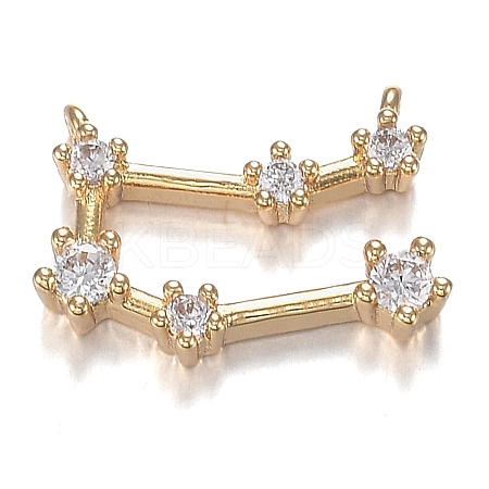Brass Micro Clear Cubic Zirconia Charms ZIRC-F120-019G-09-1